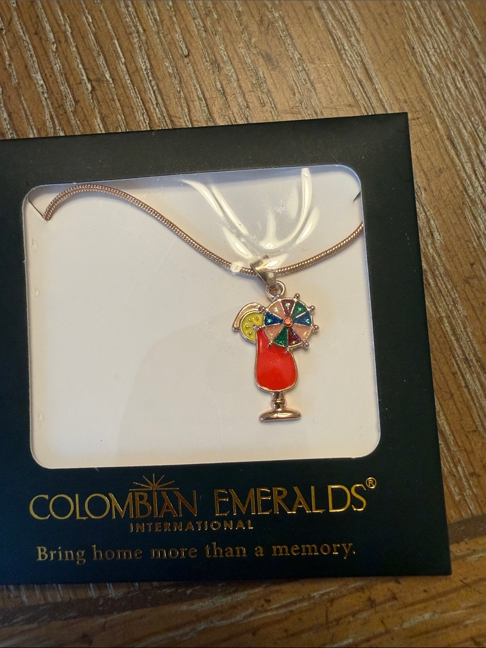 Colombian Emeralds Red Tropical Cocktail Pendant Necklace